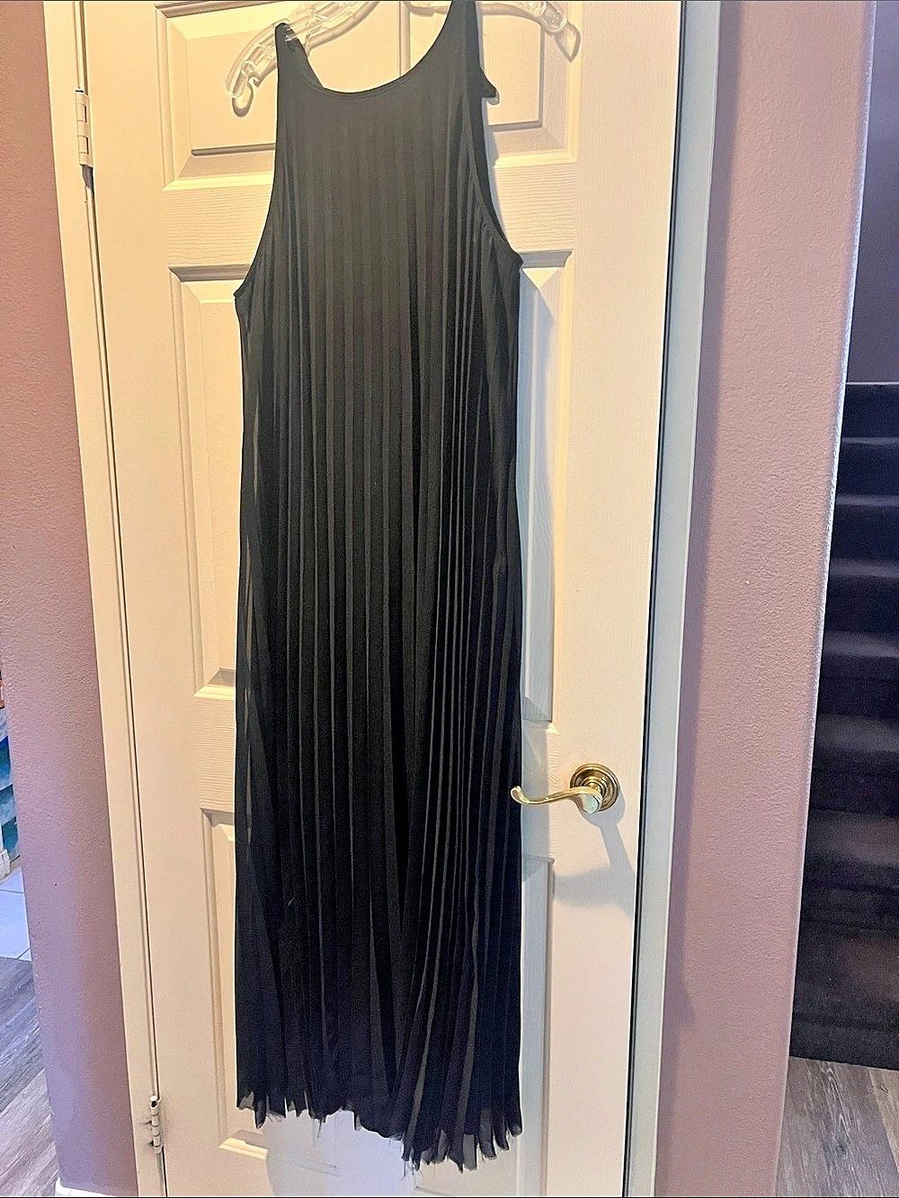 Bisou Pleated Maxi Dress in Black Size 14